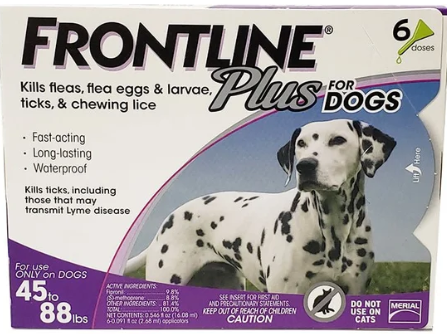 Frontline Plus for Dogs 45 to 88 lbs, 6 Doses, 6 Month Supply