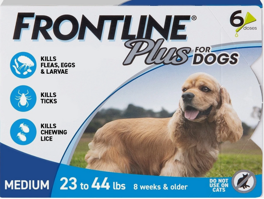 Frontline Plus Flea and Tick Treatment for Medium Dogs 23-44 lbs, 6 Doses