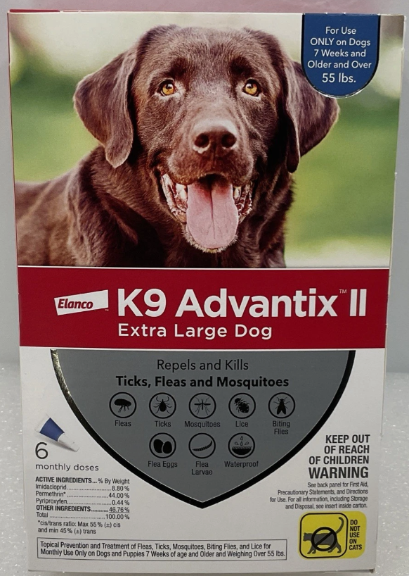 K9 Advantix II Flea and Tick Control Treatment for Extra Large Dogs, 6 Doses