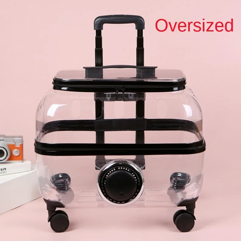 Pet cart trolley case cat bag for going out for cats and dogs small pet carrying schoolbag for cats going out suitcase