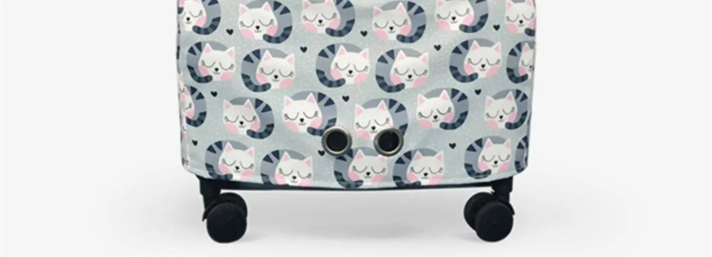 Pet cart trolley case cat bag for going out for cats and dogs small pet carrying schoolbag for cats going out suitcase