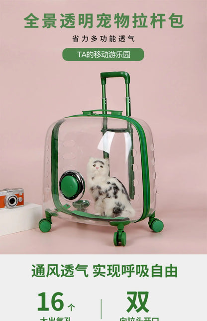 Pet cart trolley case cat bag for going out for cats and dogs small pet carrying schoolbag for cats going out suitcase