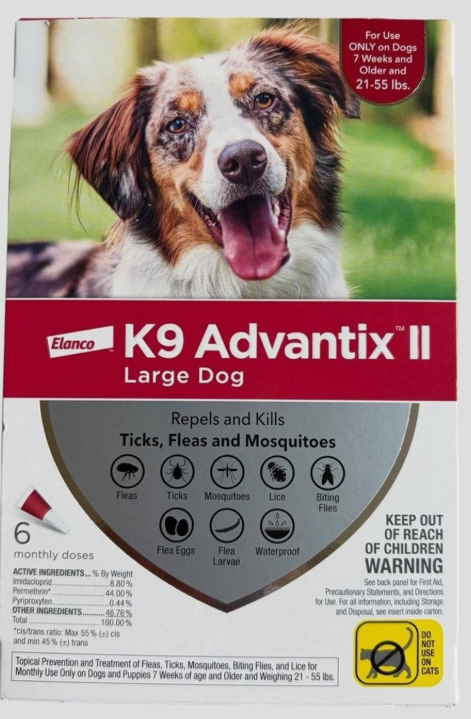 Advantix II Monthly Flea & Tick Prevention for Large Dogs 21-55 lbs, 6 Doses