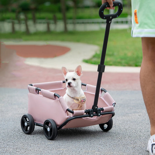 4 Wheels Lightweight Foldable Dog Teddy Stroller Dog Cat Pet Rolling Carrier for Small Pets Outings Folding Carriage Stroller