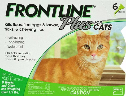 FRONTLINE Plus Flea and Tick Treatment for Cats over 1.5 lbs, 6 Treatments